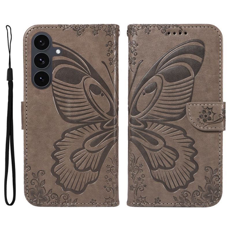Læder Cover Samsung Galaxy S25 Fe Telefon Etui Grafisk Sommerfugl