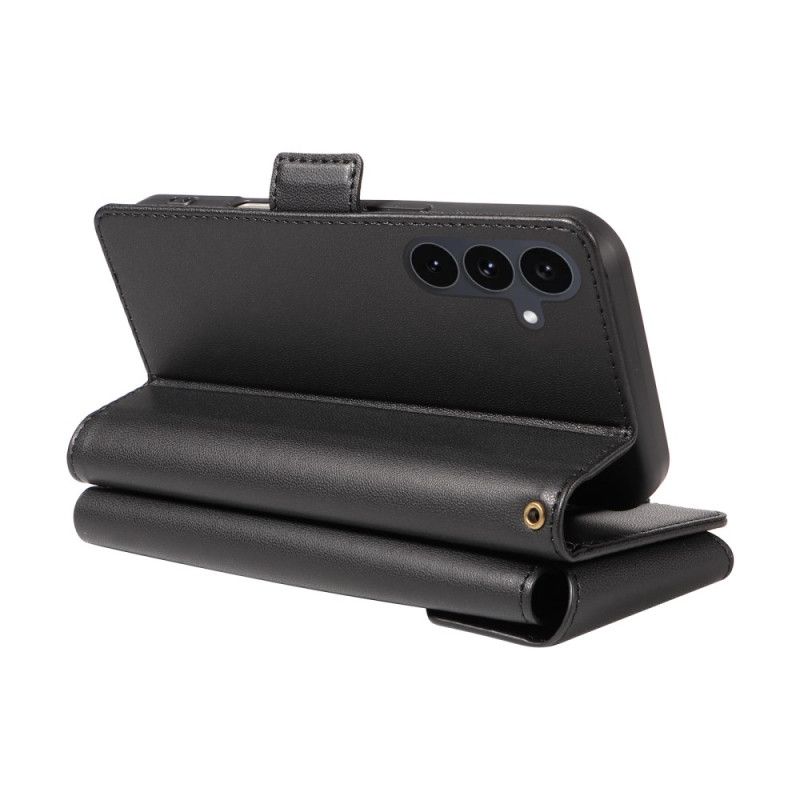 Læder Cover Samsung Galaxy S25 Fe Telefon Etui Kortholder Og Håndledsrem
