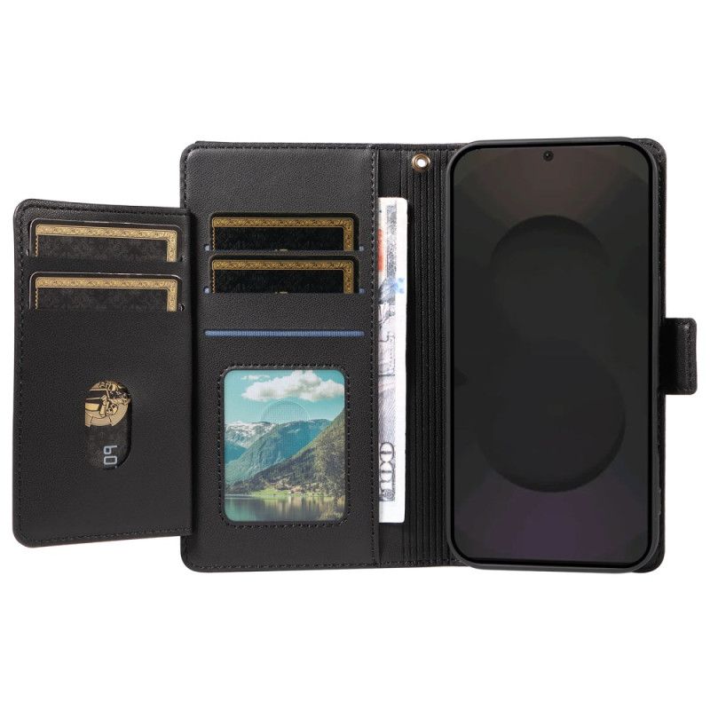 Læder Cover Samsung Galaxy S25 Fe Telefon Etui Kortholder Og Håndledsrem