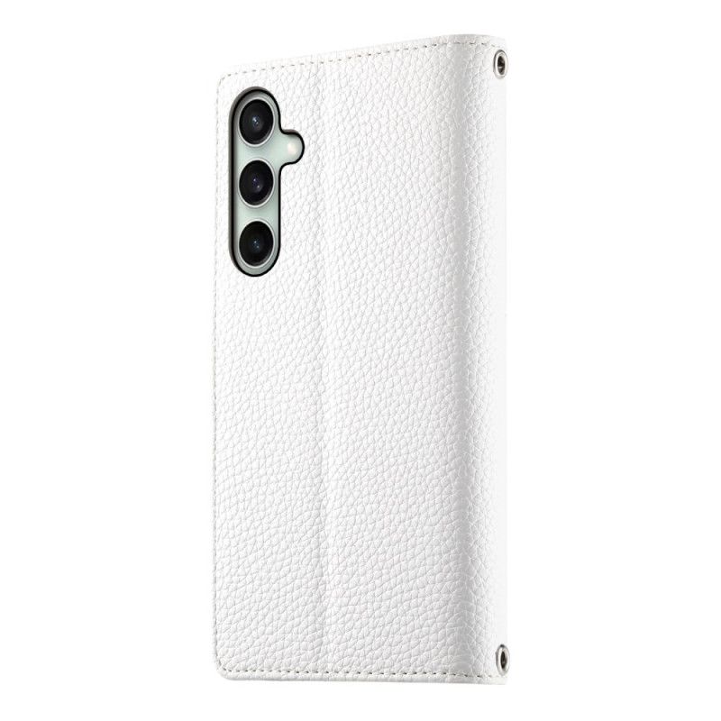 Læder Cover Samsung Galaxy S25 Fe Telefon Etui Læderpung Med Lynlås Og Stropper