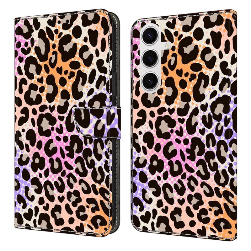 Læder Cover Samsung Galaxy S25 Fe Telefon Etui Leopardskindsdesign