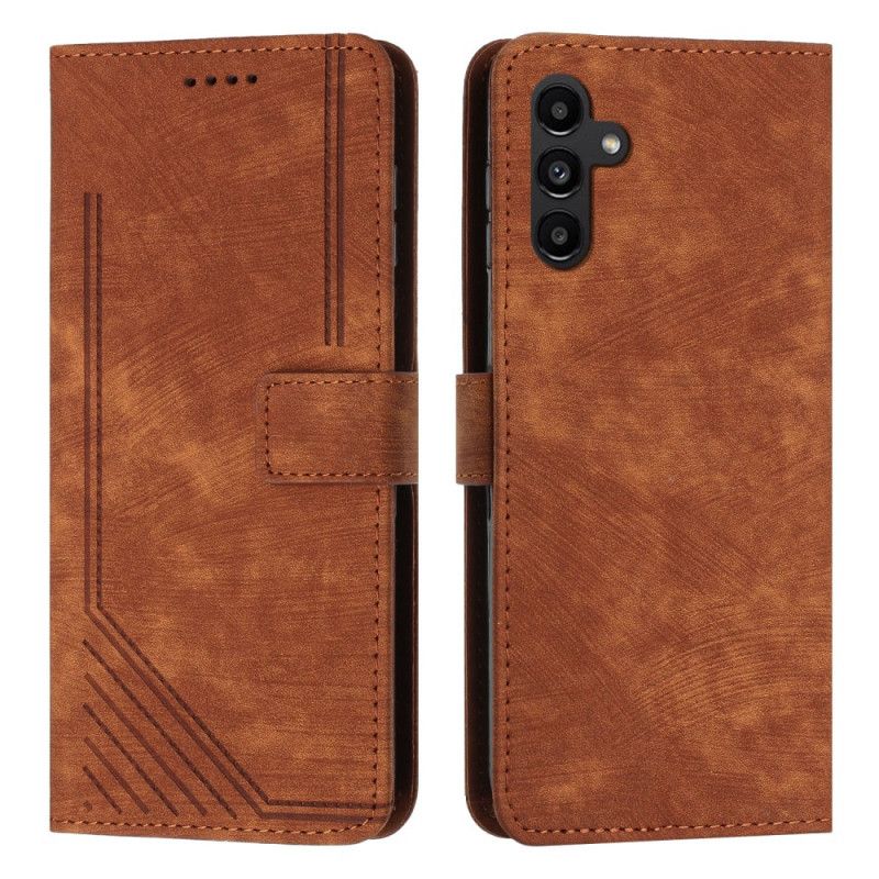 Læder Cover Samsung Galaxy S25 Fe Telefon Etui Linjer Med Ruskindseffekt