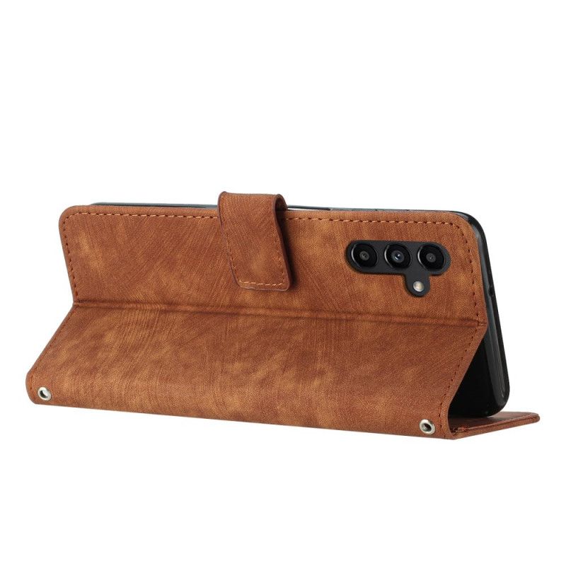 Læder Cover Samsung Galaxy S25 Fe Telefon Etui Linjer Med Ruskindseffekt