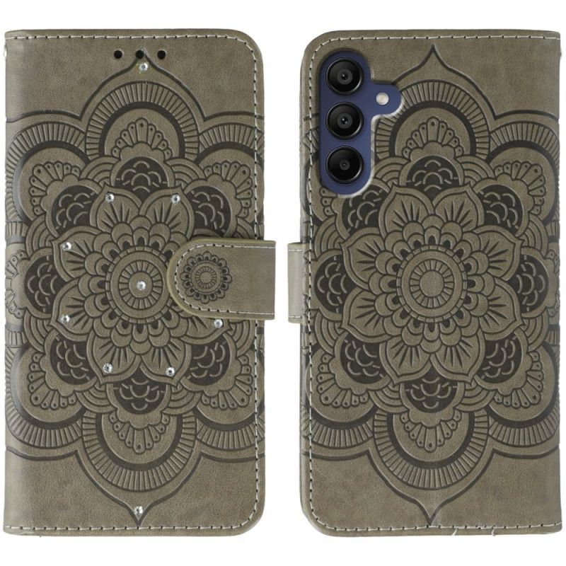 Læder Cover Samsung Galaxy S25 Fe Telefon Etui Mandala Og Rhinsten