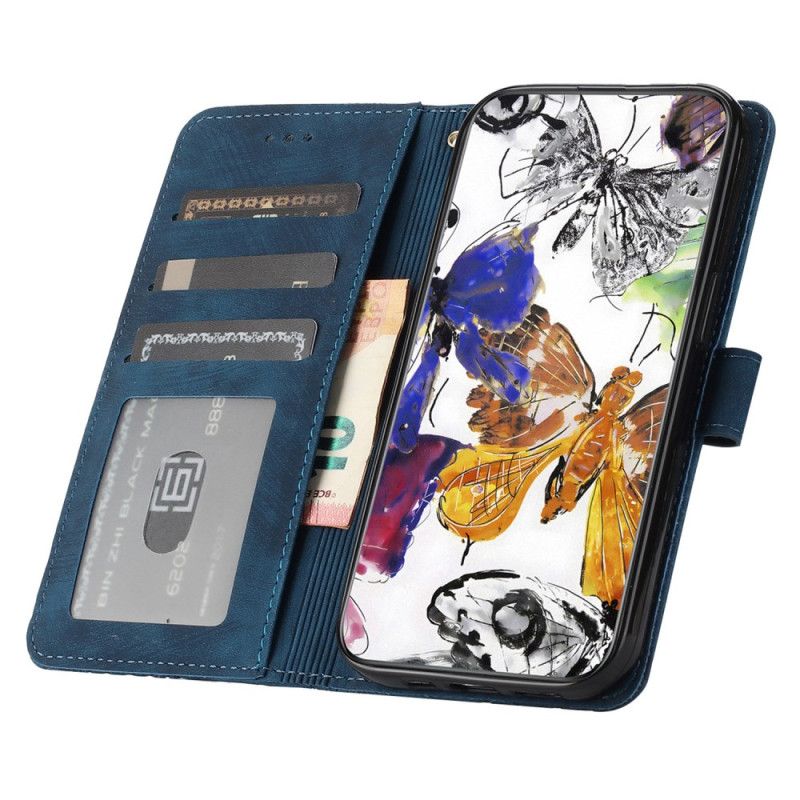 Læder Cover Samsung Galaxy S25 Fe Telefon Etui Sommerfugleruskindseffekt