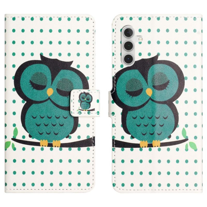 Læder Cover Samsung Galaxy S25 Fe Telefon Etui Sovende Ugle