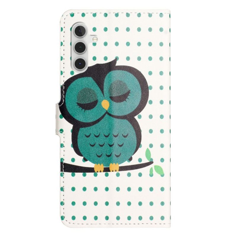 Læder Cover Samsung Galaxy S25 Fe Telefon Etui Sovende Ugle