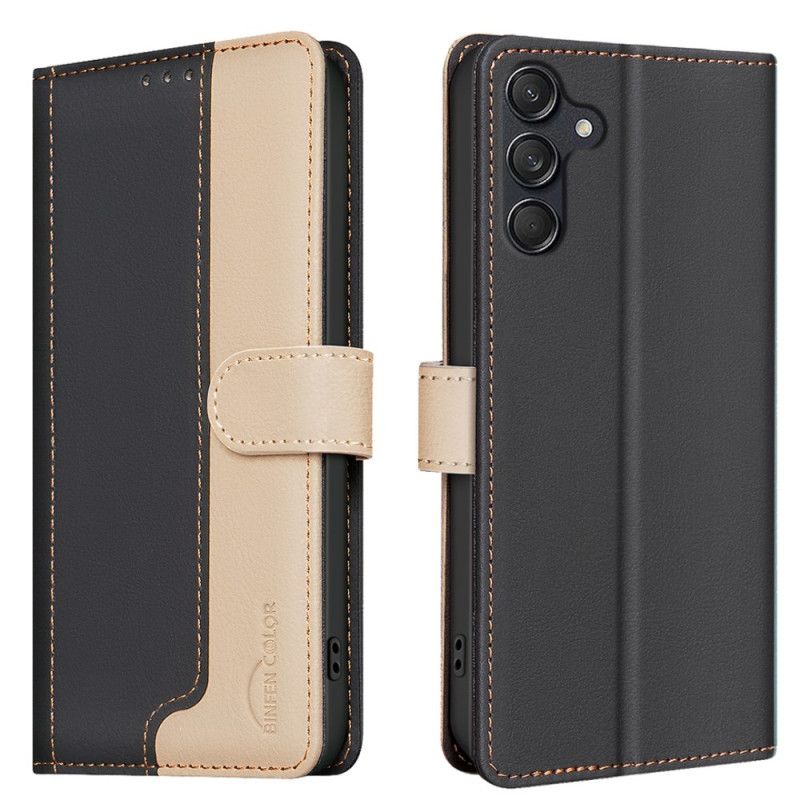 Læder Cover Samsung Galaxy S25 Fe Telefon Etui Tofarvet Binfen-farve