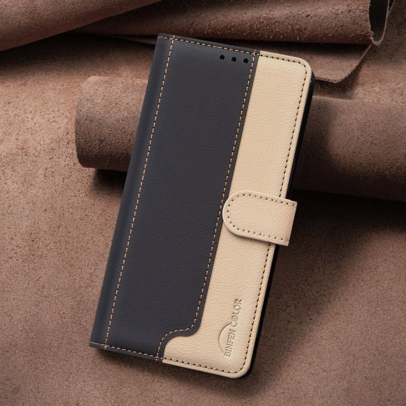 Læder Cover Samsung Galaxy S25 Fe Telefon Etui Tofarvet Binfen-farve