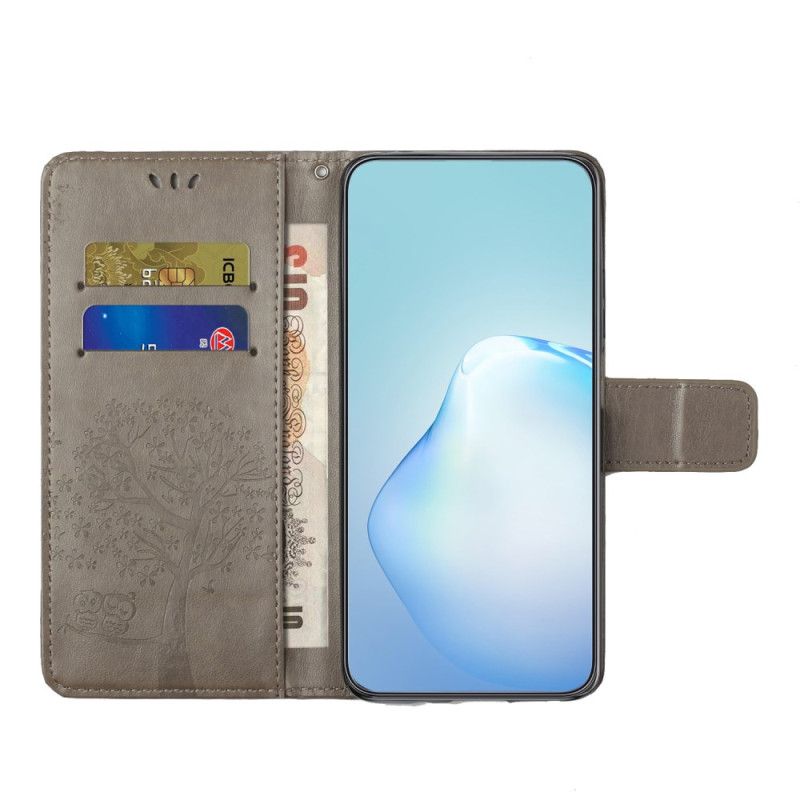 Læder Cover Samsung Galaxy S25 Fe Telefon Etui Træ Og Ugler