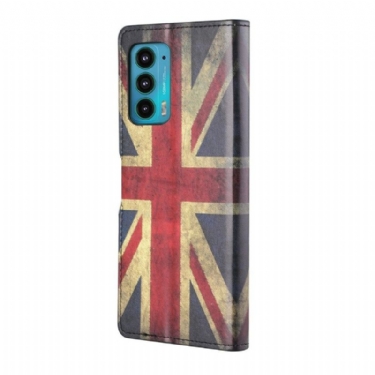 Flip Cover Motorola Edge 20 Vintage Engelsk Flag