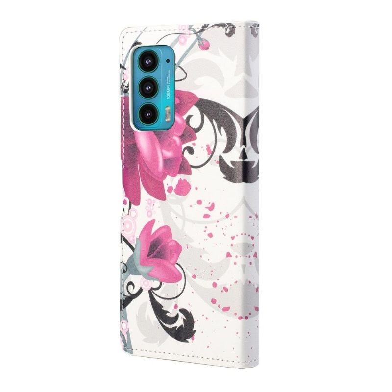 Læder Cover Motorola Edge 20 Lotusblomster