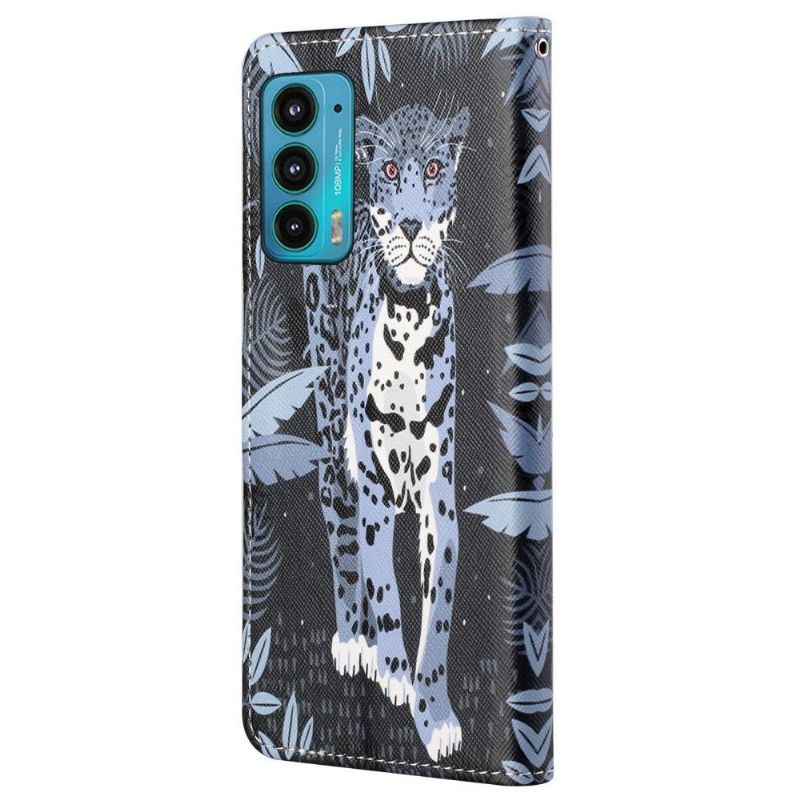 Læder Cover Motorola Edge 20 Original Leopard