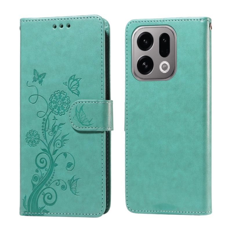 Flip Cover Oppo Find X9 5g Blomstersommerfuglemønster