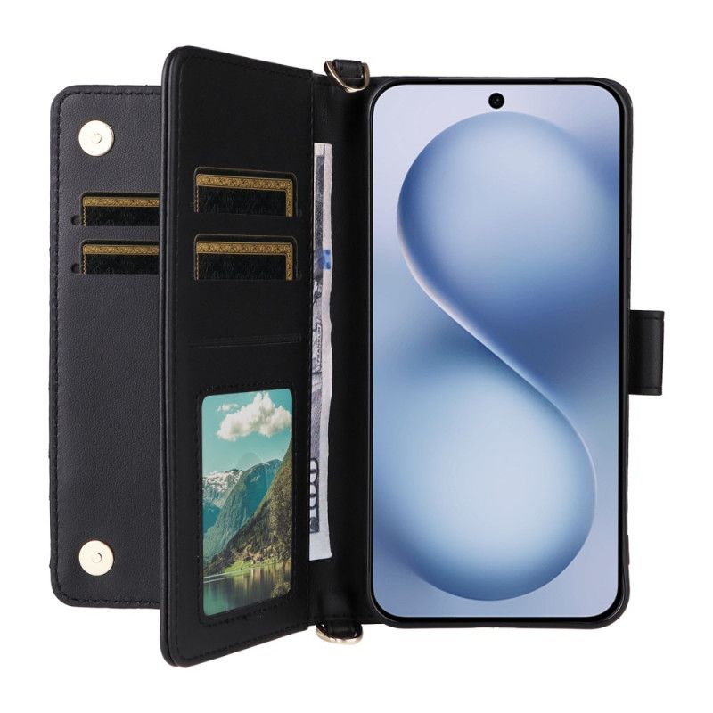 Flip Cover Vivo X200 Fe Quiltet Med Rem Og Skulderrem