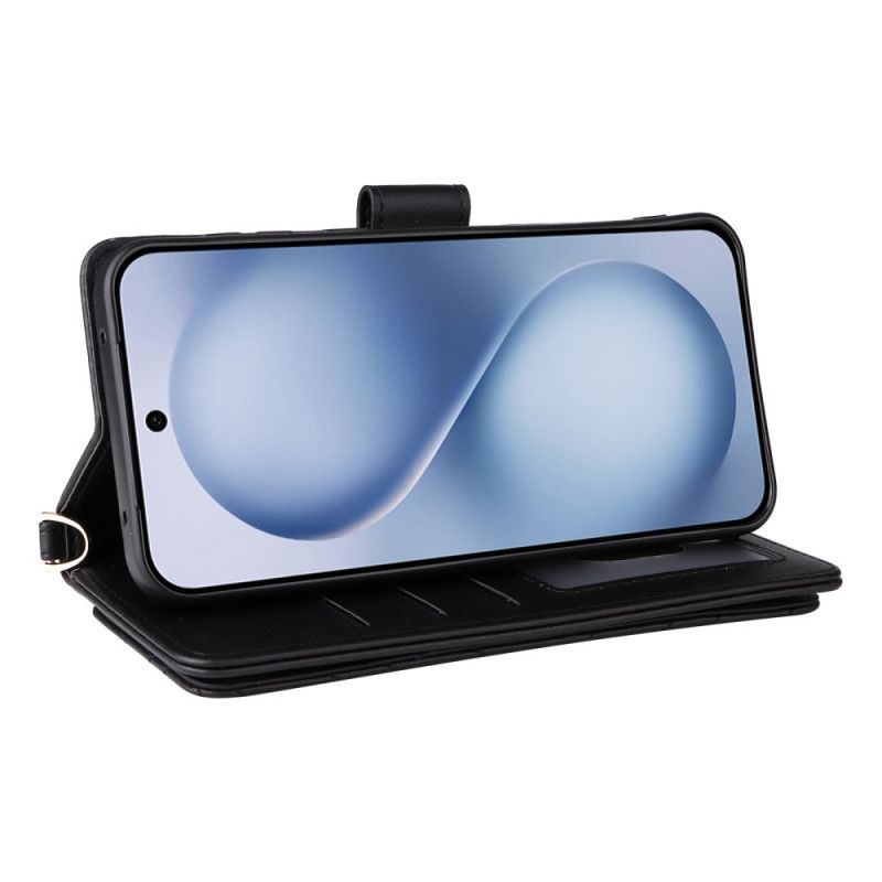 Flip Cover Vivo X200 Fe Quiltet Med Rem Og Skulderrem