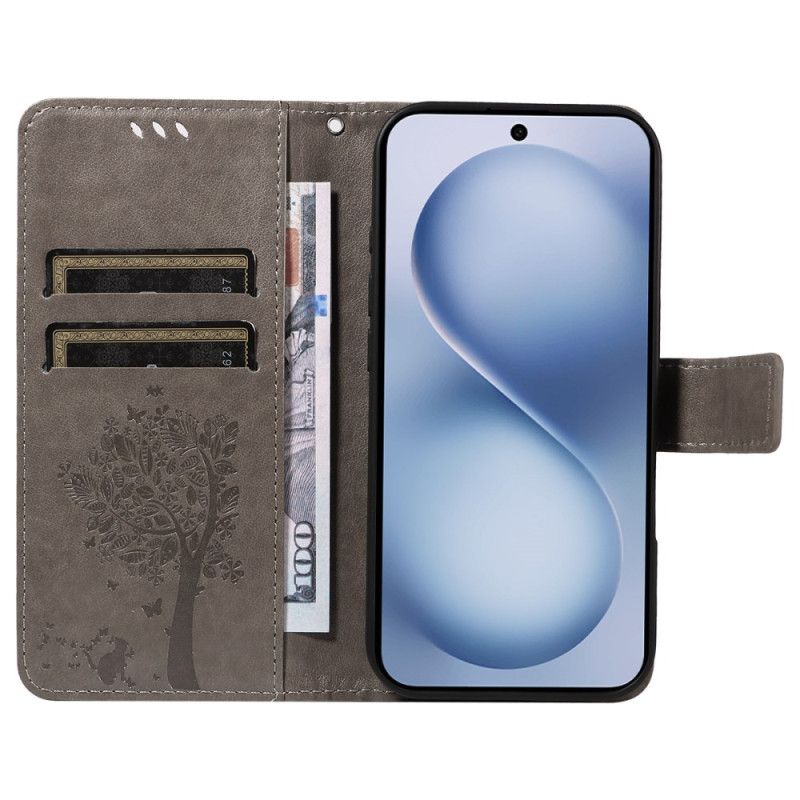 Læder Cover Vivo X200 Fe Kat Og Træ