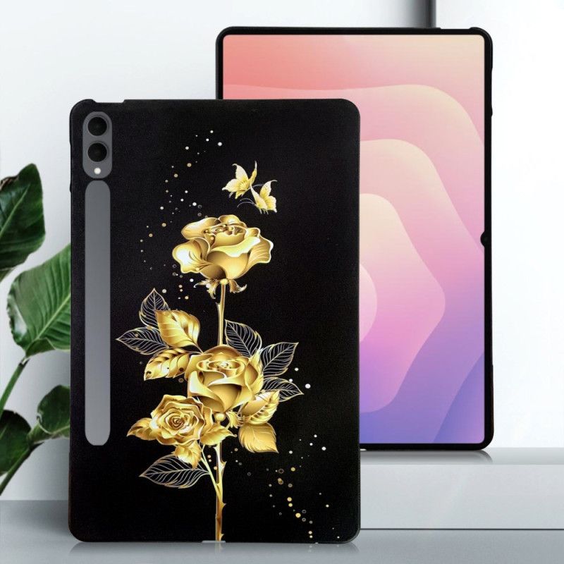 Cover Samsung Galaxy Tab S11 Ultra Sommerfugle Og Gyldne Roser