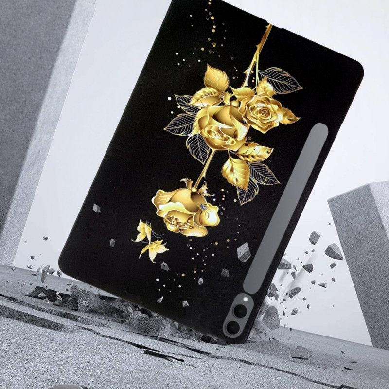 Cover Samsung Galaxy Tab S11 Ultra Sommerfugle Og Gyldne Roser
