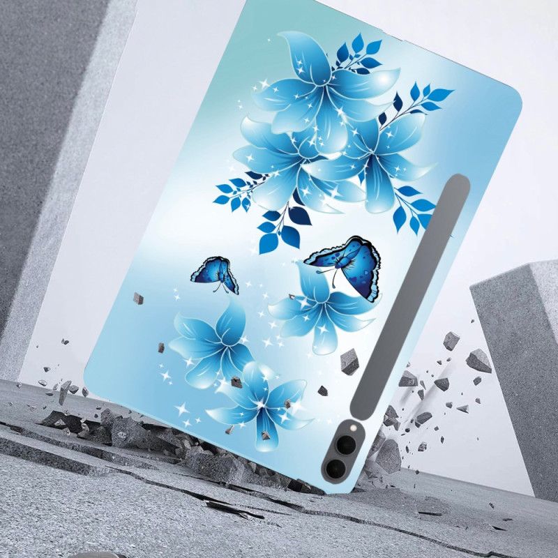 Cover Samsung Galaxy Tab S11 Ultra Telefon Etui Blå Sommerfugle