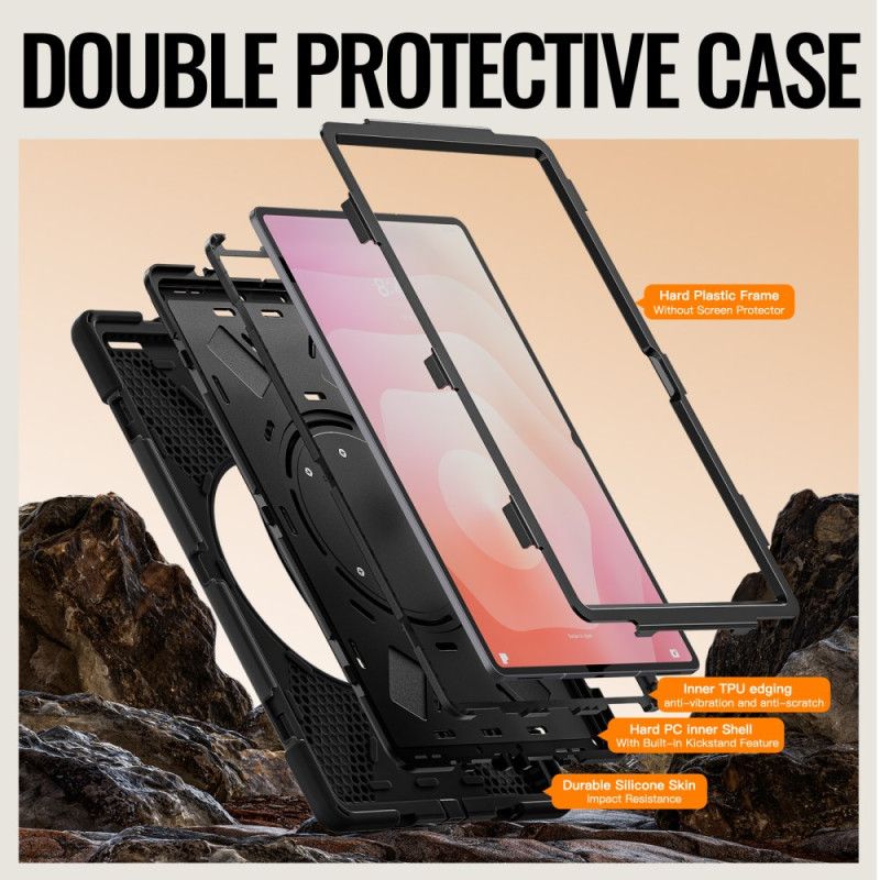 Cover Samsung Galaxy Tab S11 Ultra Tredobbelt Beskyttelse Med Roterende Håndtag