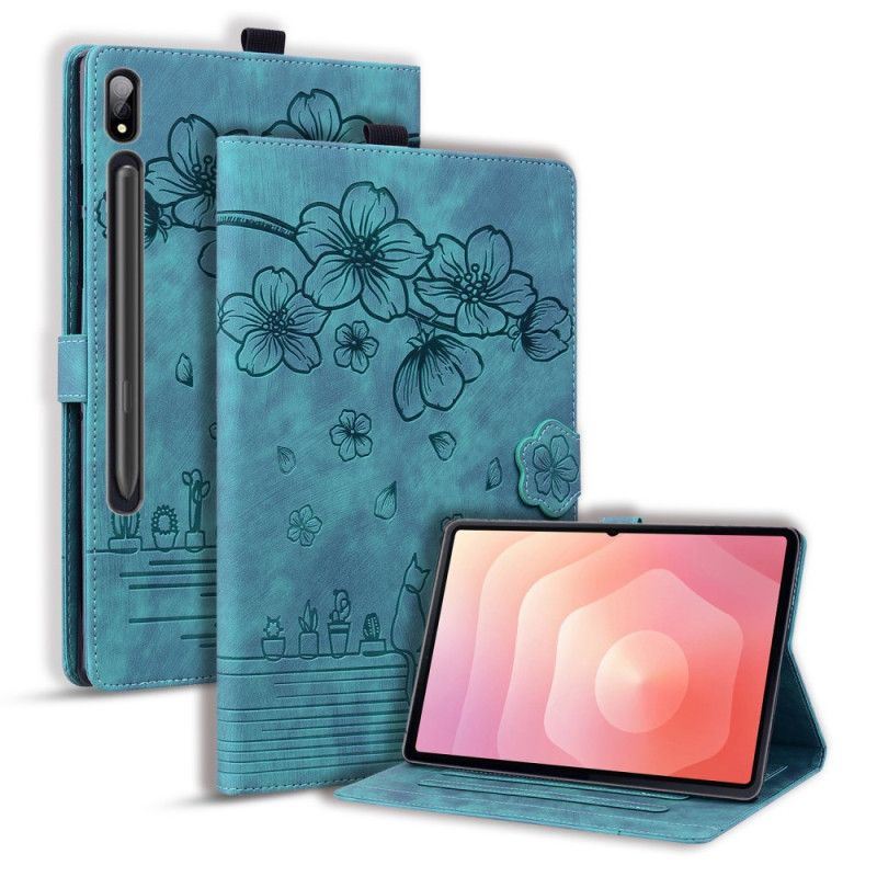 Læder Cover Samsung Galaxy Tab S11 Ultra Telefon Etui Kattemotiv Med Ruskindseffekt