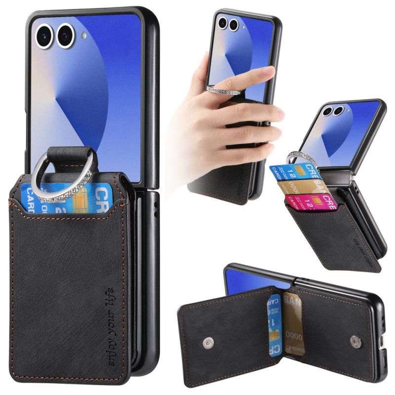 Cover Samsung Galaxy Z Flip 7 Kortholder Og Holder Med Vintage-effekt