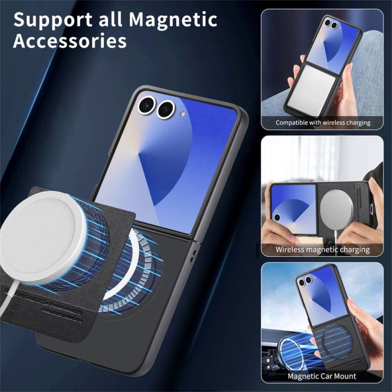 Cover Samsung Galaxy Z Flip 7 Magsafe-kompatibel Denim-tekstureret Læder