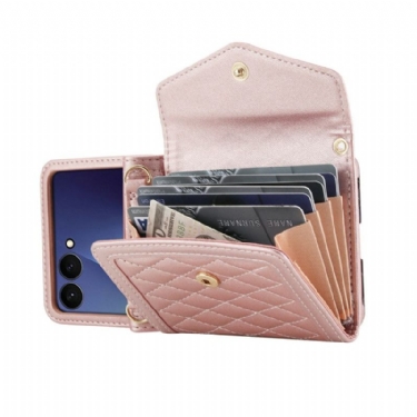 Cover Samsung Galaxy Z Flip 7 Telefon Etui Polstret Kortholder Og Skulderrem