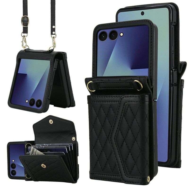 Cover Samsung Galaxy Z Flip 7 Telefon Etui Polstret Kortholder Og Skulderrem