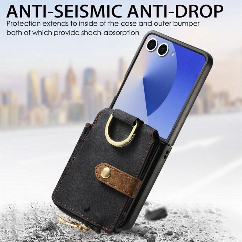 Cover Til Samsung Galaxy Z Flip 7 Lynlåslomme Og Kortholder