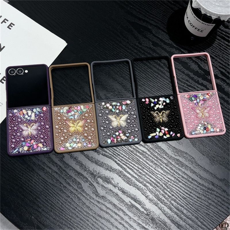 Cover Til Samsung Galaxy Z Flip 7 Rhinstenssommerfugledekoration