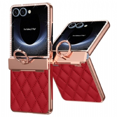 Cover Til Samsung Galaxy Z Flip 7 Ringstativ Og Rhinstensdekoration