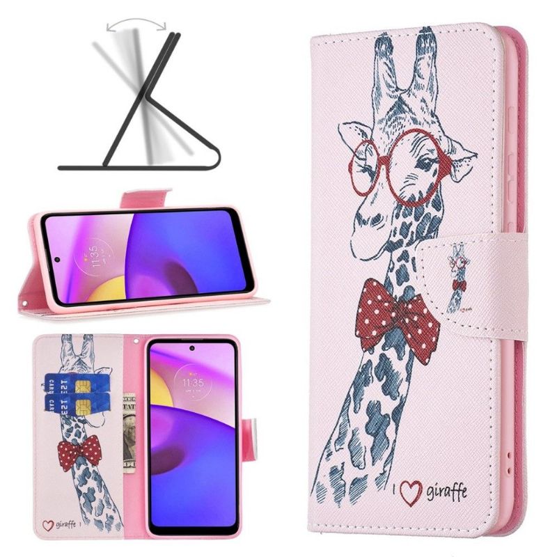 Flip Cover Motorola Moto E20 / E30 / E40 Giraf Med Briller