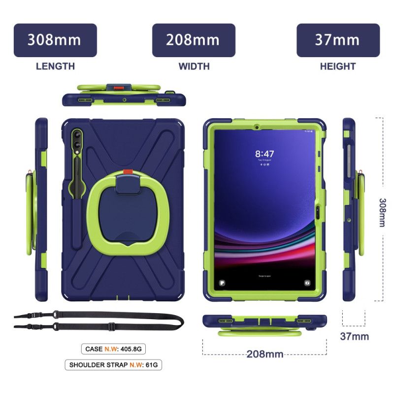 Cover Samsung Galaxy Tab S10 Plus Multifunktionel Roterende Stativ Og Håndtag