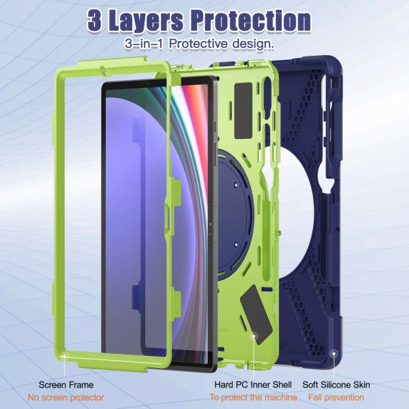 Cover Samsung Galaxy Tab S10 Plus Multifunktionel Roterende Stativ Og Håndtag