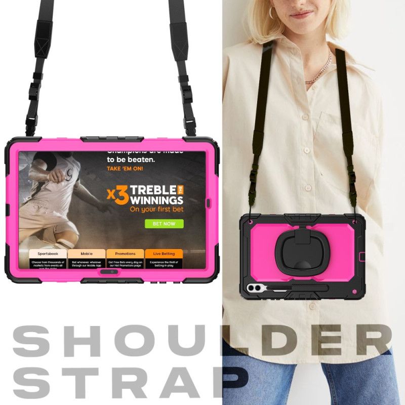 Cover Til Samsung Galaxy Tab S10 Plus Ultra-resistent Beskyttelse Med Stylusholder Og Skulderrem