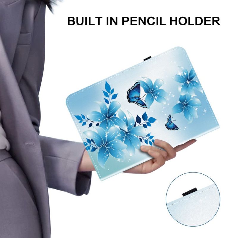 Etui Samsung Galaxy Tab S10 Plus Blåt Sommerfuglemønster