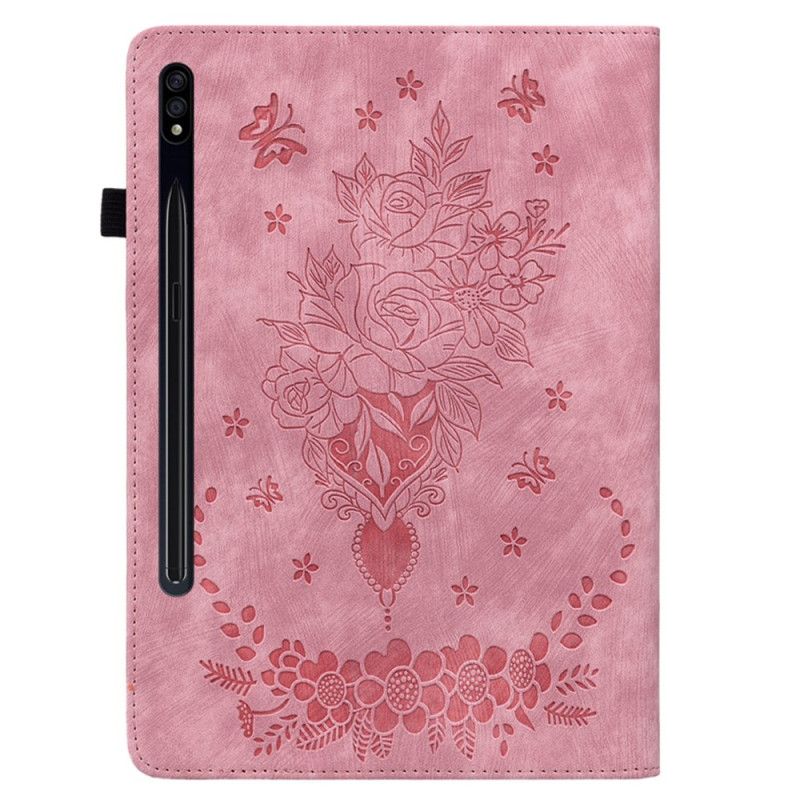 Etui Samsung Galaxy Tab S10 Plus Sommerfugle Og Roser
