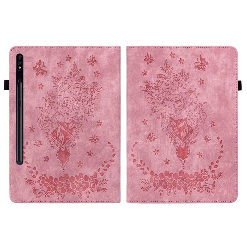 Etui Samsung Galaxy Tab S10 Plus Sommerfugle Og Roser