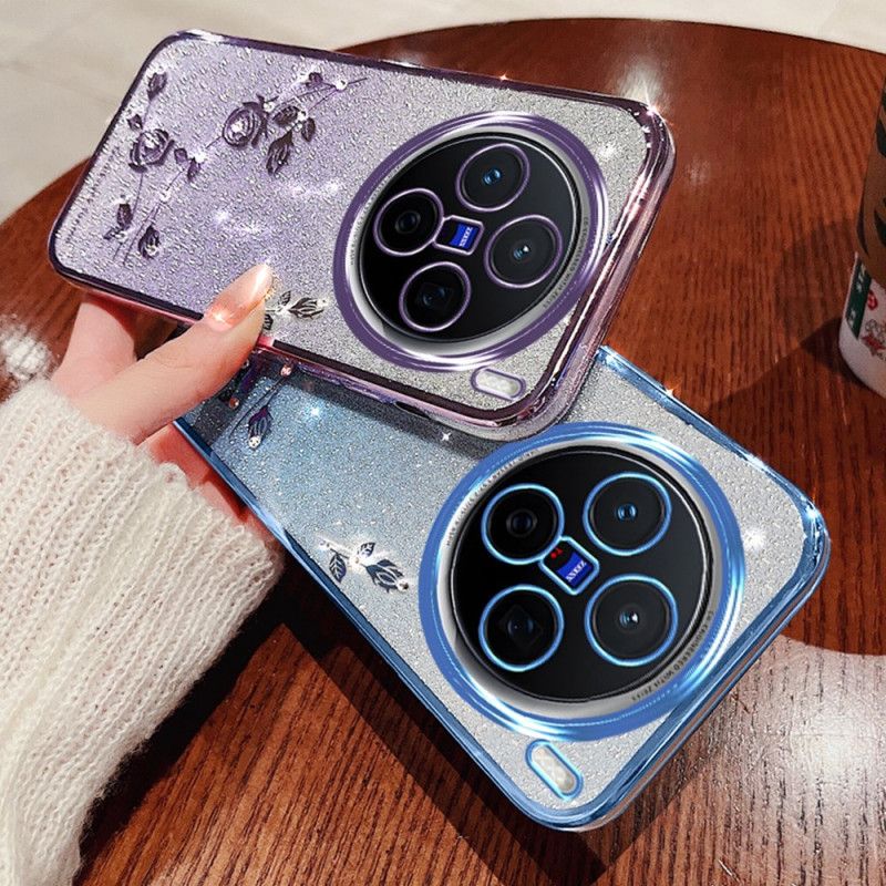 Cover Vivo X200 Telefon Etui Blomster- Og Rhinstensetui