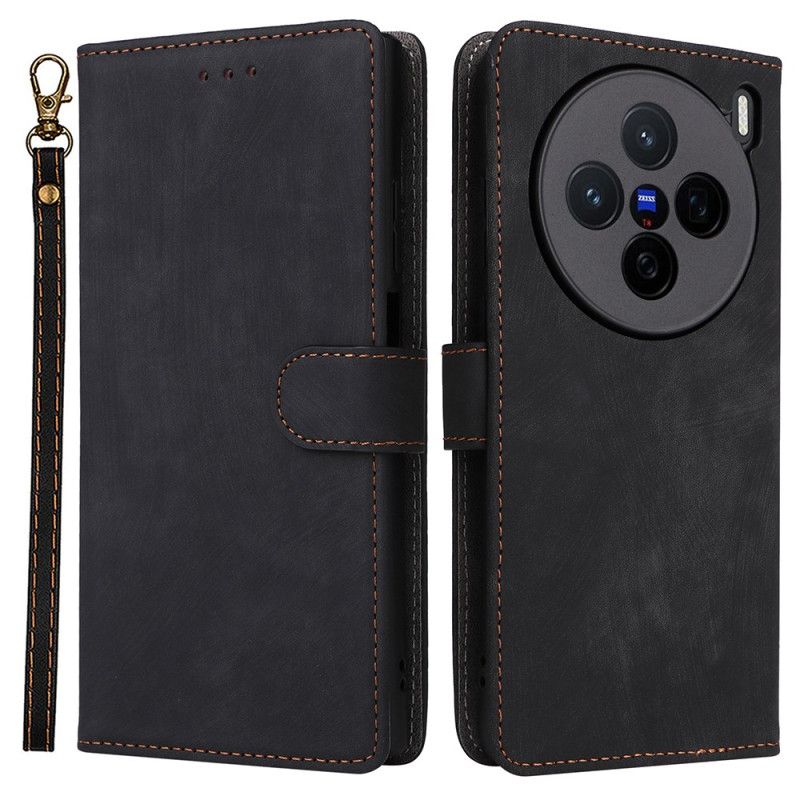 Flip Cover Vivo X200 Ruskindseffekt Med Rem