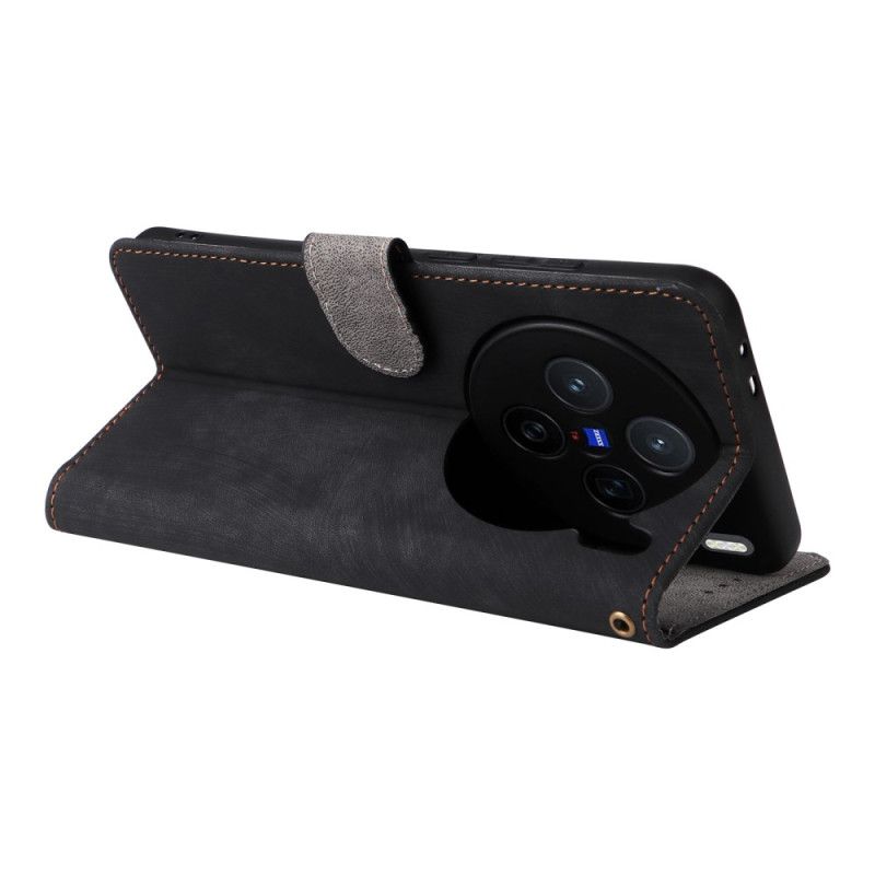 Flip Cover Vivo X200 Ruskindseffekt Med Rem