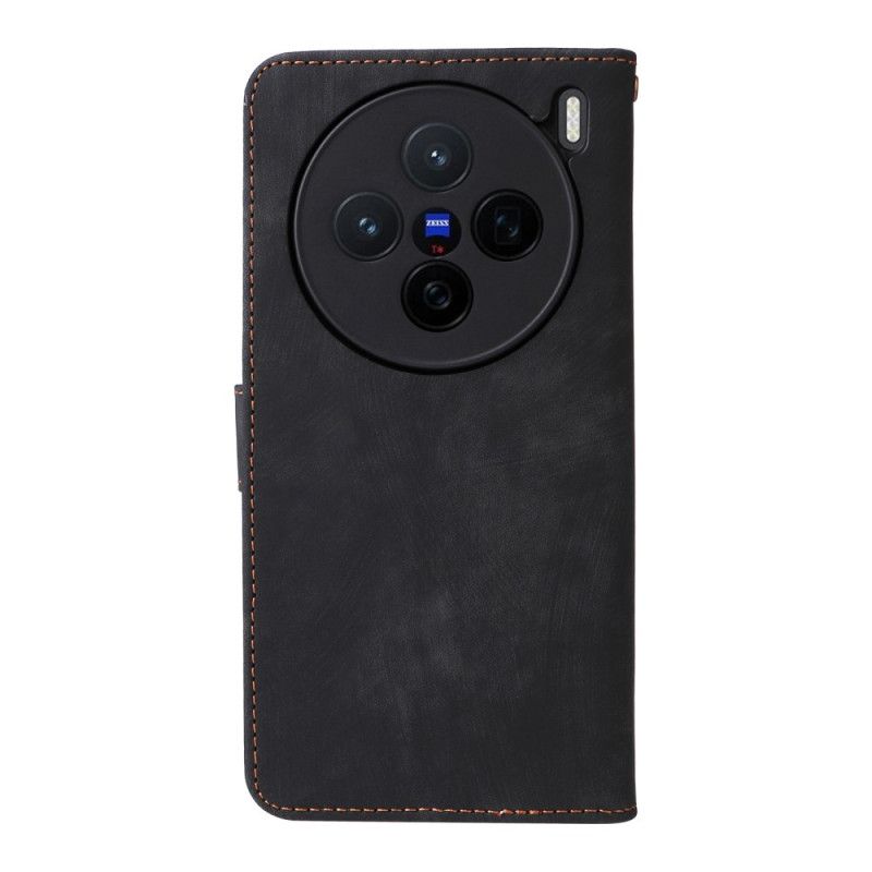 Flip Cover Vivo X200 Ruskindseffekt Med Rem