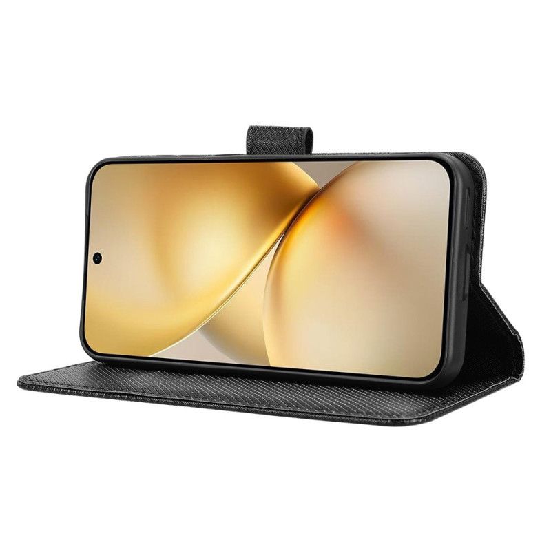 Læder Cover Vivo X200 Telefon Etui Diamanttekstur