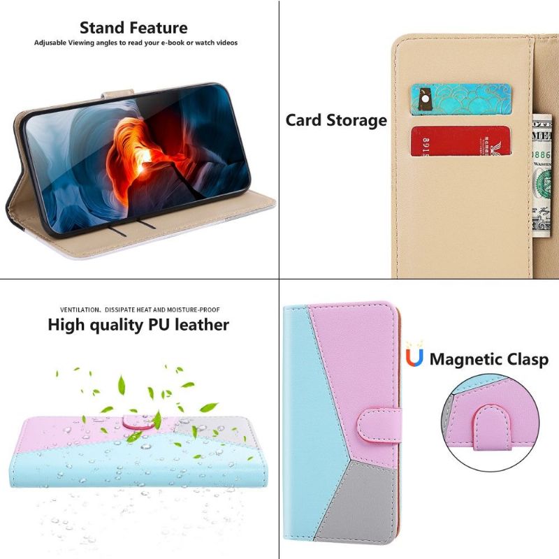 Flip Cover Huawei P Smart 2021 Tricolor Imiteret Læder