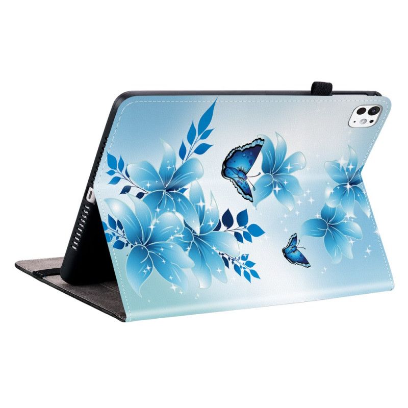 Case iPad Pro 13 (2025) Telefon Etui Blå Sommerfugle