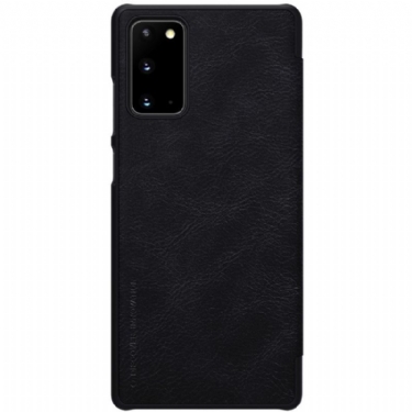 Flip Cover Samsung Galaxy Note 20 Hemming Qin Lædereffekt - Sort