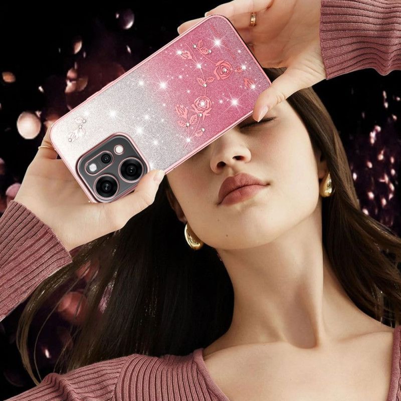 Cover Oppo Reno 14 Pro 5g Blomster Og Rhinsten
