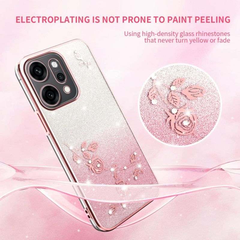 Cover Oppo Reno 14 Pro 5g Blomster Og Rhinsten
